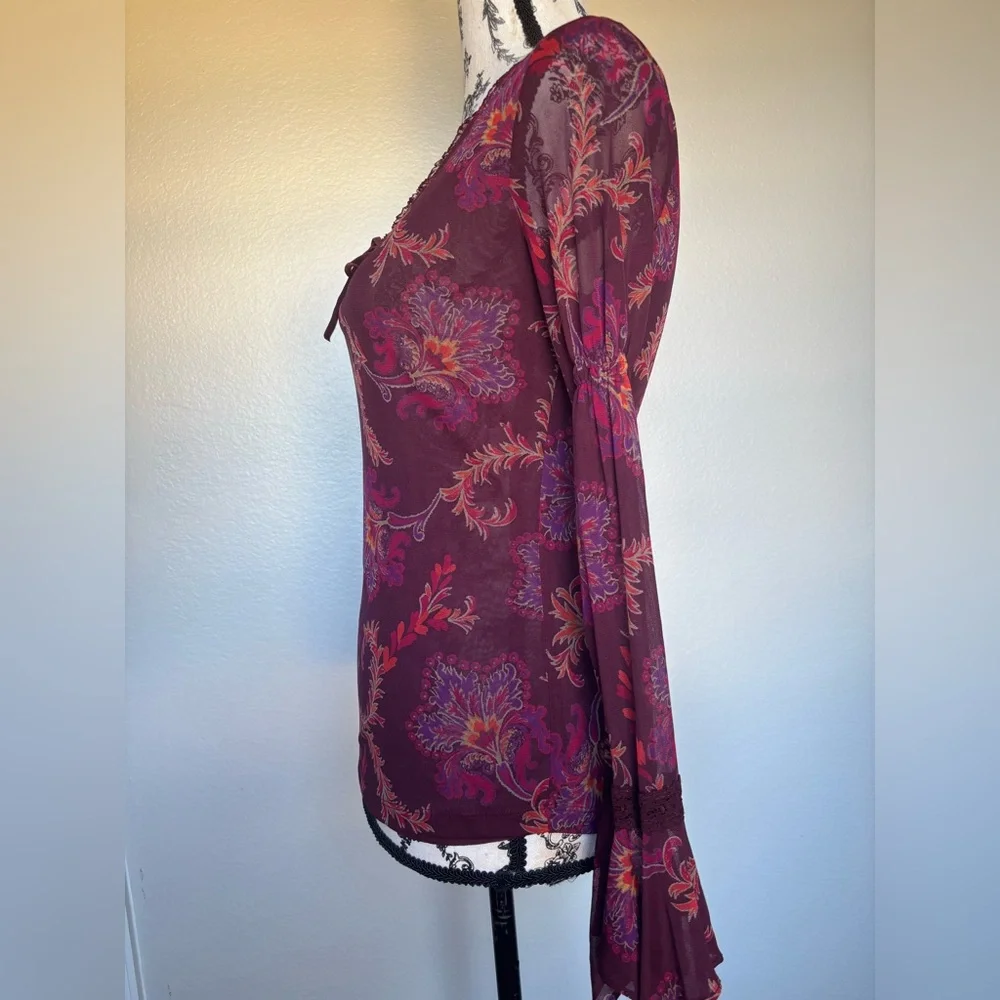 Express Burgundy Floral Blouse - Picture 7 of 13